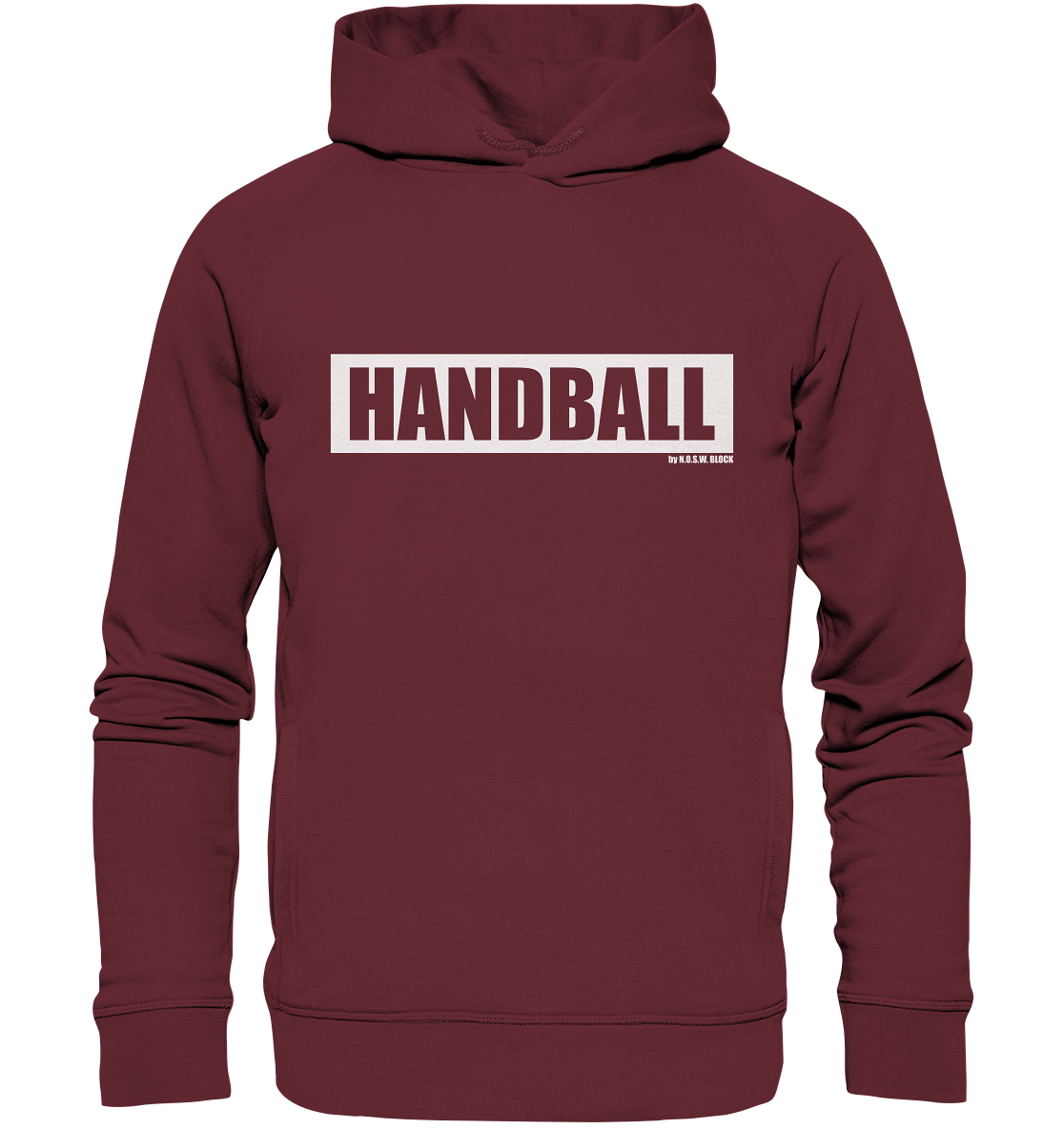 N.O.S.W. BLOCK Teamsport Hoodie "HANDBALL" Männer Organic Fashion Kapuzenpullover weinrot