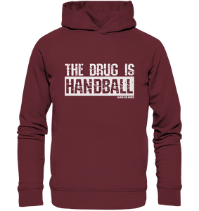 N.O.S.W. BLOCK Fanblock Hoodie "THE DRUG IS HANDBALL" Girls Organic Fashion Kapuzenpullover weinrot