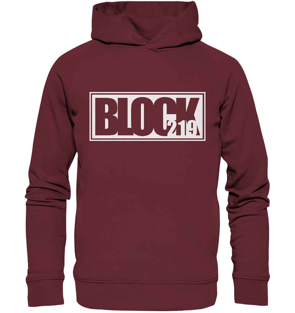 N.O.S.W. BLOCK Hoodie "BLOCK219" Männer Organic Fashion Kapuzenpullover weinrot