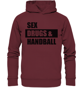 N.O.S.W. BLOCK Fanblock Hoodie "SEX, DRUGS & HANDBALL" Männer Organic Fashion Hoodie weinrot