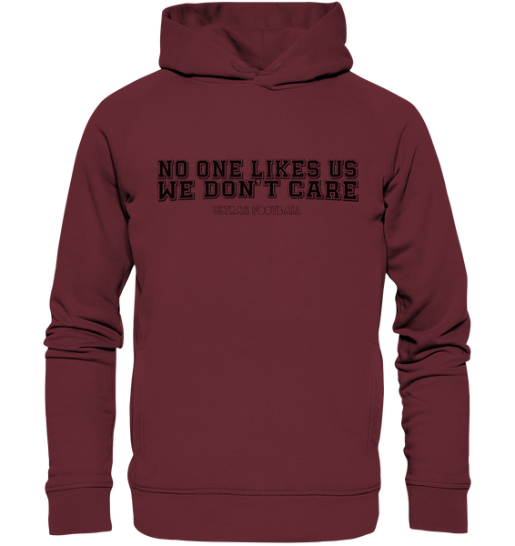 BLOCK.FC Fanblock Hoodie "NO ONE LIKES US WE DON´T CARE" Männer Organic Fashion Kapuzenpullover weinrot