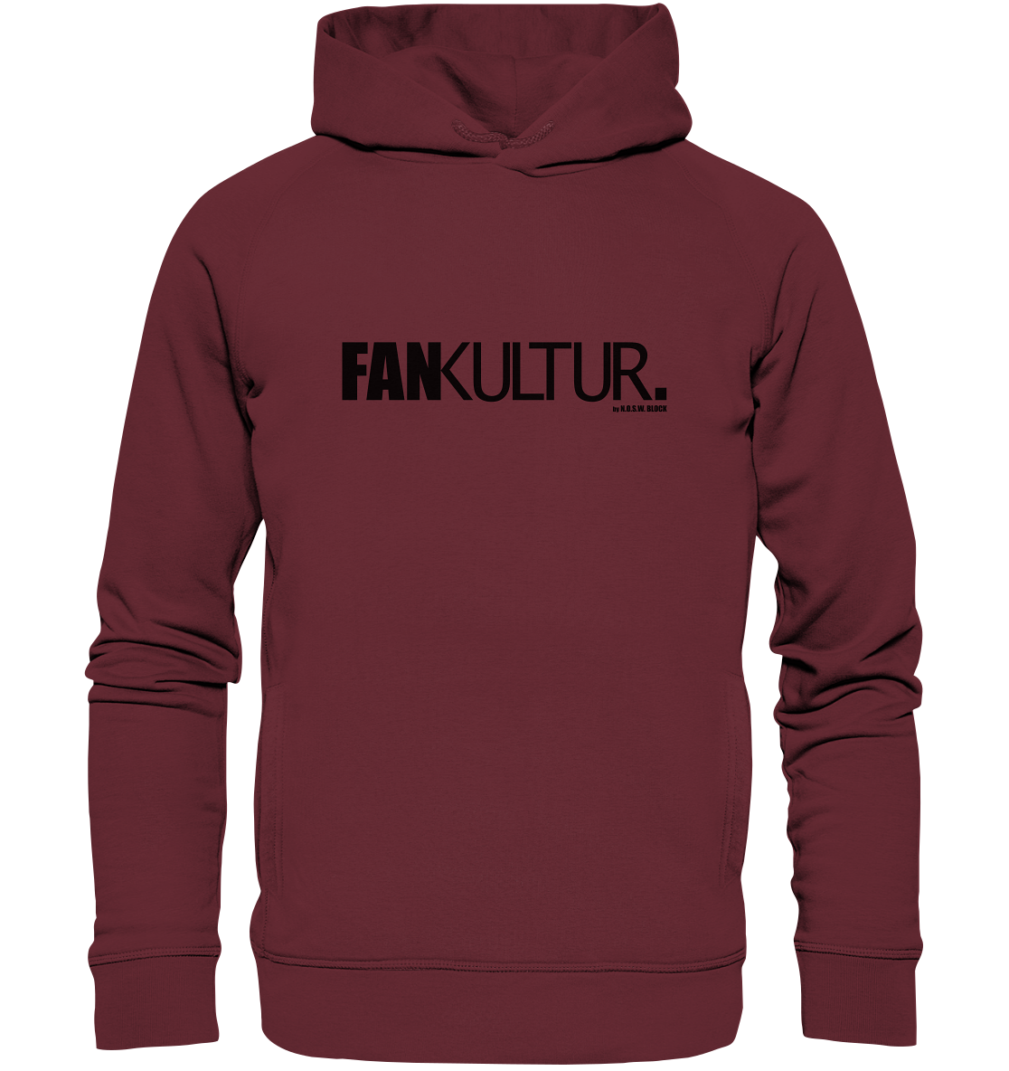 N.O.S.W. BLOCK Fanblock Hoodie "FAN KULTUR." Männer Organic Fashion Kapuzenpullover weinrot