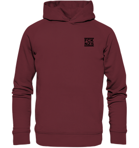 N.O.S.W. BLOCK Gegen Rechts Hoodie "FCK NZS" Männer Organic Fashion Kapuzenpullover weinrot