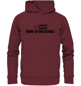 N.O.S.W. BLOCK Hoodie "HOME OF VOLLEYBALL" UNISEX Organic Fashion Kapuzenpullover weinrot