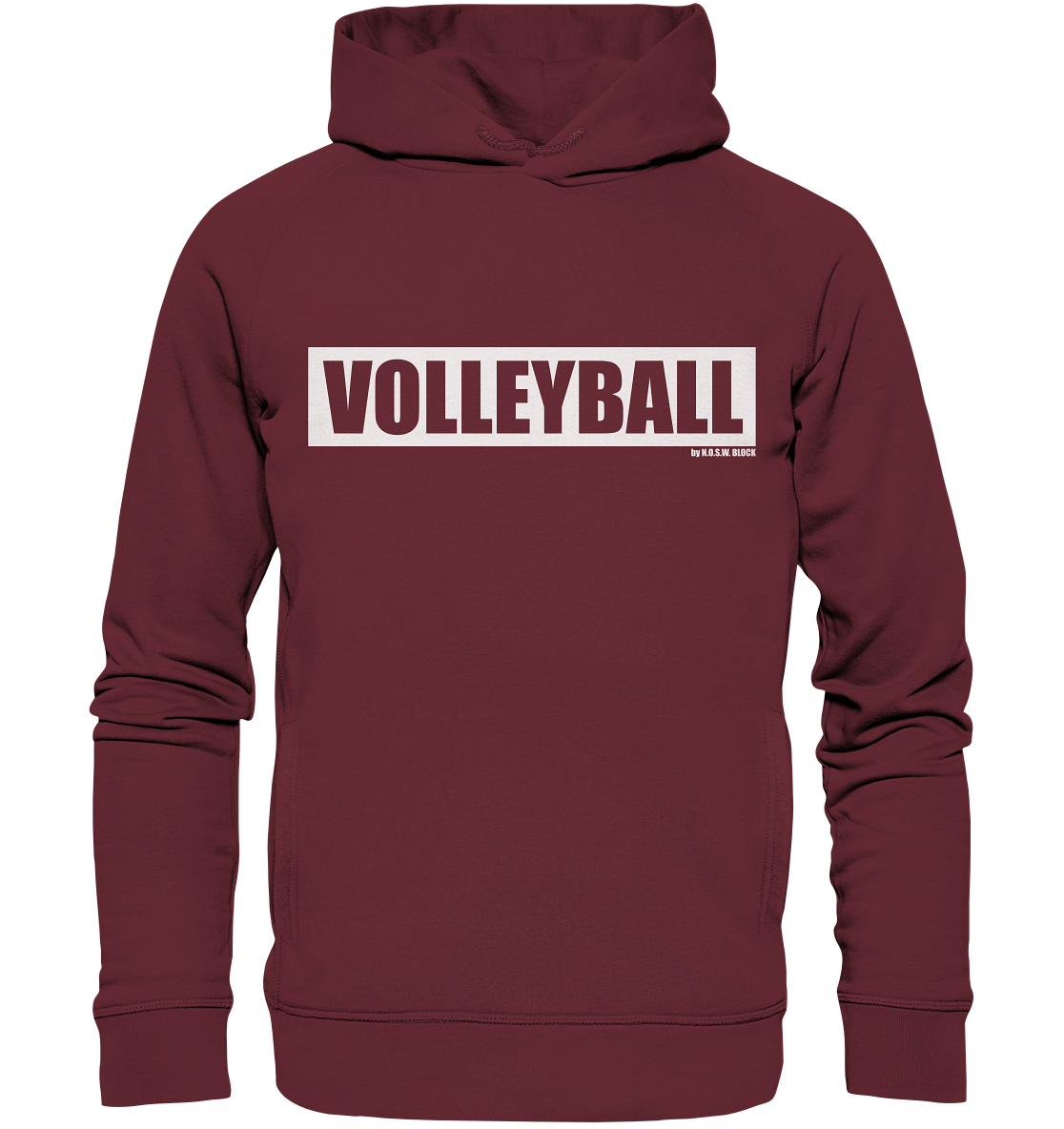 N.O.S.W. BLOCK Teamsport Hoodie "VOLLEYBALL" Organic Fashion Kapuzenpullover weinrot