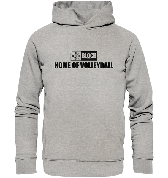 N.O.S.W. BLOCK Hoodie "HOME OF VOLLEYBALL" UNISEX Organic Fashion Kapuzenpullover heather grau