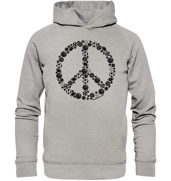 N.O.S.W. BLOCK Hoodie "SPORTS FOR PEACE" Männer Organic Kapuzenpullover heather grau