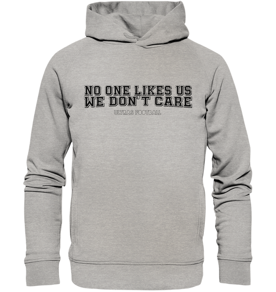 BLOCK.FC Fanblock Hoodie "NO ONE LIKES US WE DON´T CARE" Männer Organic Fashion Kapuzenpullover heather grau