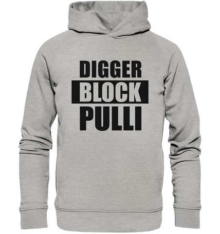 N.O.S.W. BLOCk Fanblock Hoodie "DIGGER BLOCK PULLI" Männer Organic Fashion Kapuzenpullover heather grau