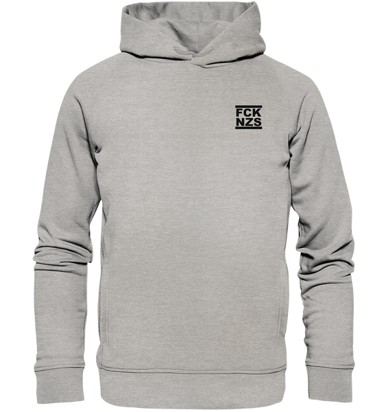 N.O.S.W. BLOCK Gegen Rechts Hoodie "FCK NZS" Männer Organic Fashion Kapuzenpullover heather grau