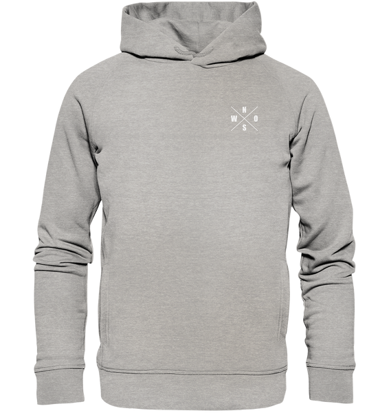 N.O.S.W. BLOCK Hoodie "N.O.S.W. ICON" @ Front & Back Männer Organic Fashion Kapuzenpullover heather grau