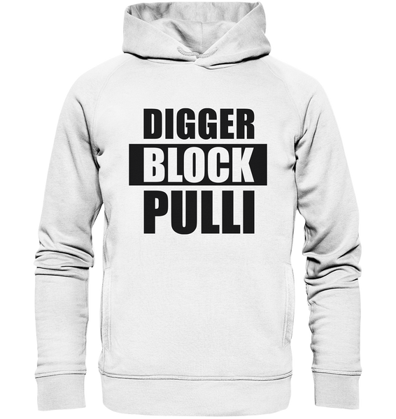 N.O.S.W. BLOCk Fanblock Hoodie "DIGGER BLOCK PULLI" Männer Organic Fashion Kapuzenpullover weiss