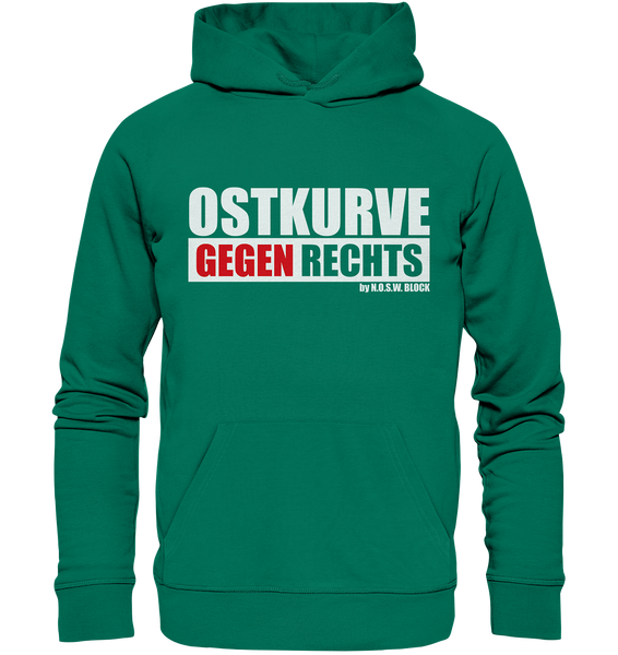 N.O.S.W. BLOCK Gegen Rechts Hoodie "OSTKURVE GEGEN RECHTS" Männer Organic Kapuzenpullover grün