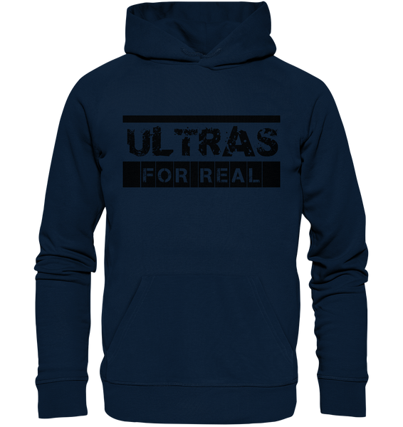 N.O.S.W. BLOCK Ultras Hoodie "ULTRAS FOR REAL" beidseitig bedruckter Männer Organic Kapuzenpullover navy