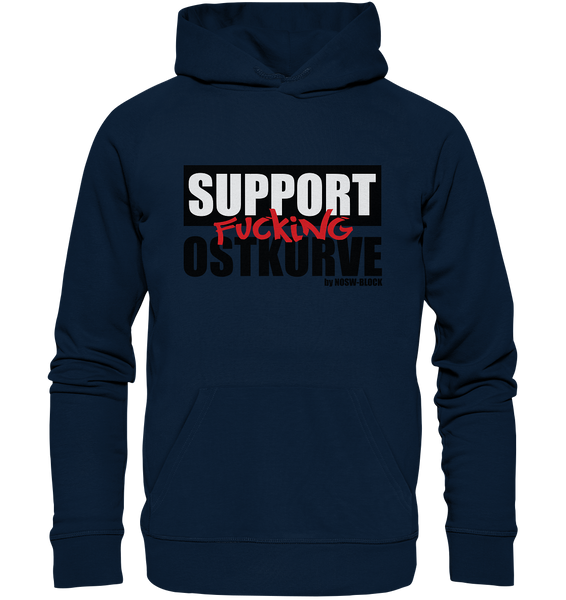 N.O.S.W. BLOCK Fanblock Hoodie "SUPPORT FUCKING OSTKURVE" Männer Organic Kapuzenpullover navy