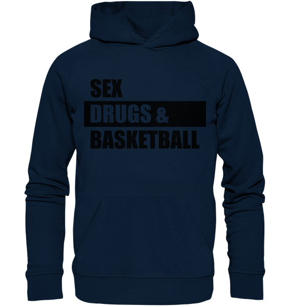 N.O.S.W. BLOCK Fanblock Hoodie "SEX, DRUGS & BASKETBALL" Männer Organic Kapuzenpullover navy