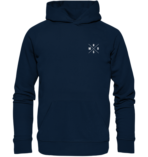 N.O.S.W. BLOCK Fanblock Hoodie "AGAINST MODERN FOOTBALL" beidseitig bedruckter Organic Kapuzenpullover navy