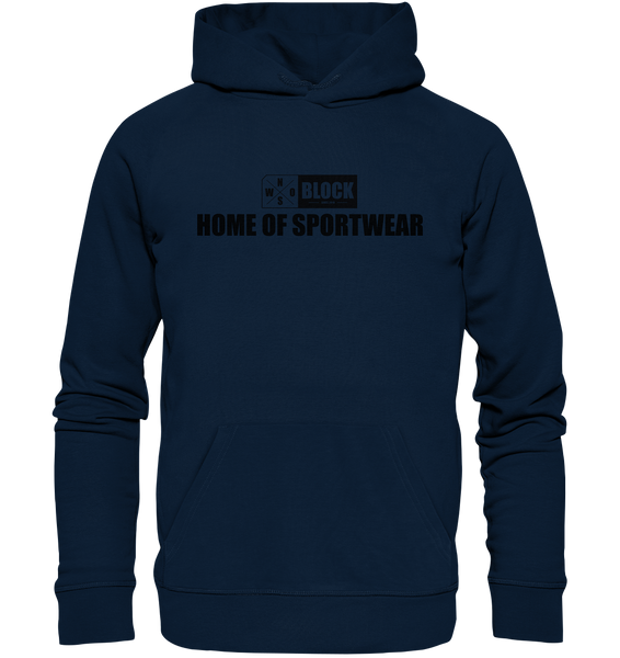 N.O.S.W. BLOCK Hoodie "HOME OF SPORTWEAR" Männer Organic Kapuzenpullover navy