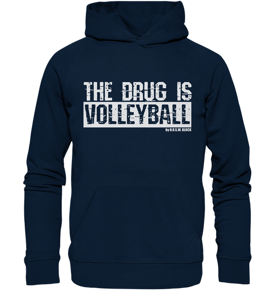 N.O.S.W. BLOCK Fanblock Hoodie "THE DRUG IS VOLLEYBALL" Männer Organic Kapuzenpullover navy