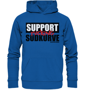 N.O.S.W. BLOCK Fanblock Hoodie "SUPPORT FUCKING SÜDKURVE" Männer Organic Kapuzenpullover blau