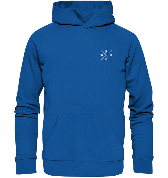 N.O.S.W. BLOCK Fanblock Hoodie "AGAINST MODERN FOOTBALL" beidseitig bedruckter Organic Kapuzenpullover blau