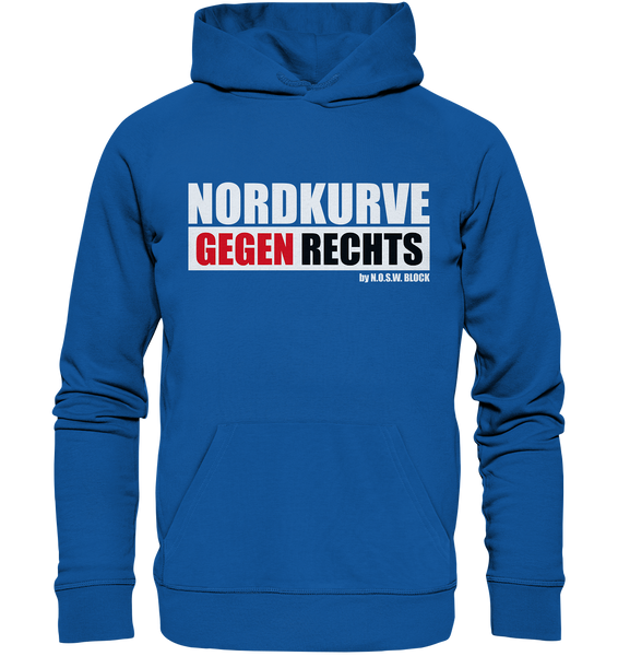 N.O.S.W. BLOCK Gegen Rechts Hoodie "NORDKURVE GEGEN RECHTS" Männer Organic Hoodie blau