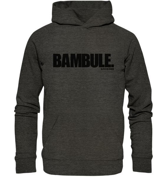 N.O.S.W. Block Fanblock Hoodie "BAMBULE." Organic Kapuzenpullover dark heather grau