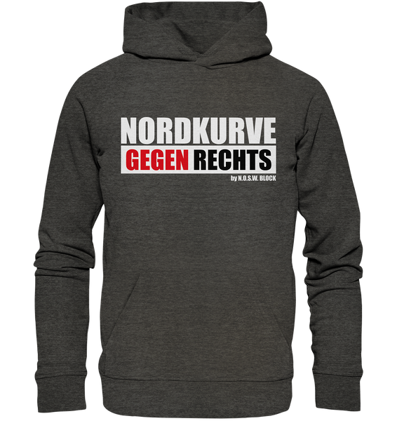 N.O.S.W. BLOCK Gegen Rechts Hoodie "NORDKURVE GEGEN RECHTS" Männer Organic Hoodie dark heather grau