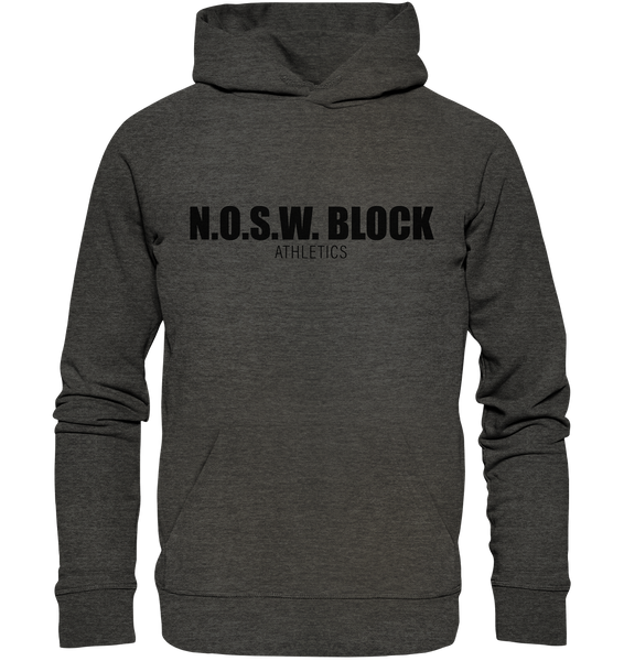 N.O.S.W. BLOCK Hoodie "N.O.S.W. BLOCK ATHLETICS" Männer Organic Kapuzenpullover dark heather grau