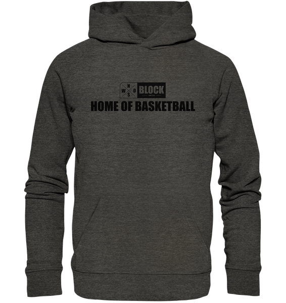 N.O.S.W. BLOCK Hoodie "HOME OF BASKETBALL" Männer Organic Kapuzenpullover dark heather grau