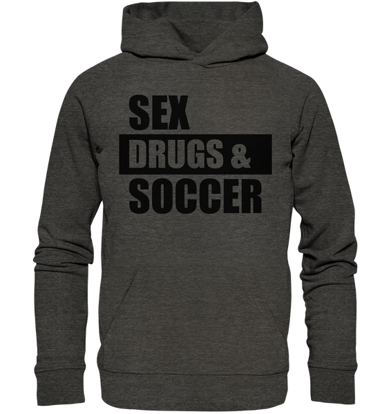 N.O.S.W. BLOCK Fanblock Hoodie "SEX, DRUGS & SOCCER" Männer Organic Hoodie dark heather grau