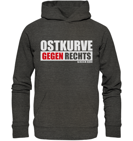 N.O.S.W. BLOCK Gegen Rechts Hoodie "OSTKURVE GEGEN RECHTS" Männer Organic Kapuzenpullover dark heather grau