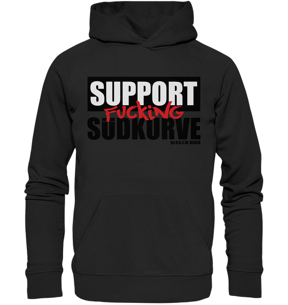 N.O.S.W. BLOCK Fanblock Hoodie "SUPPORT FUCKING SÜDKURVE" Männer Organic Kapuzenpullover schwarz