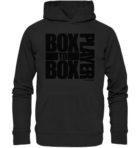 N.O.S.W. BLOCK Fanblock Hoodie "BOX TO BOX PLAYER" Männer Organic Hoodie schwarz