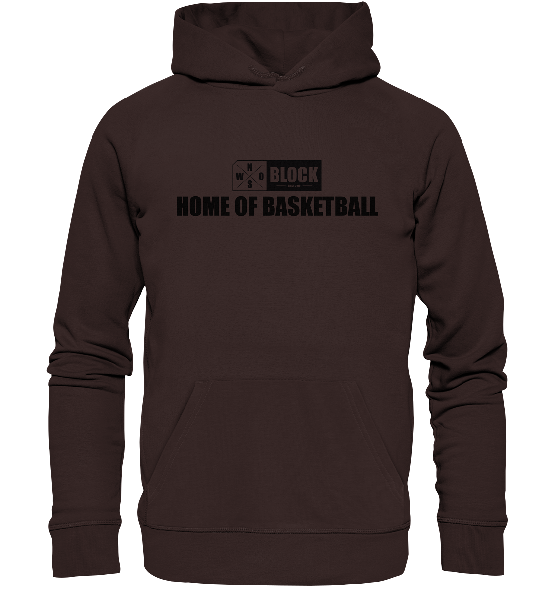 N.O.S.W. BLOCK Hoodie "HOME OF BASKETBALL" Männer Organic Kapuzenpullover braun