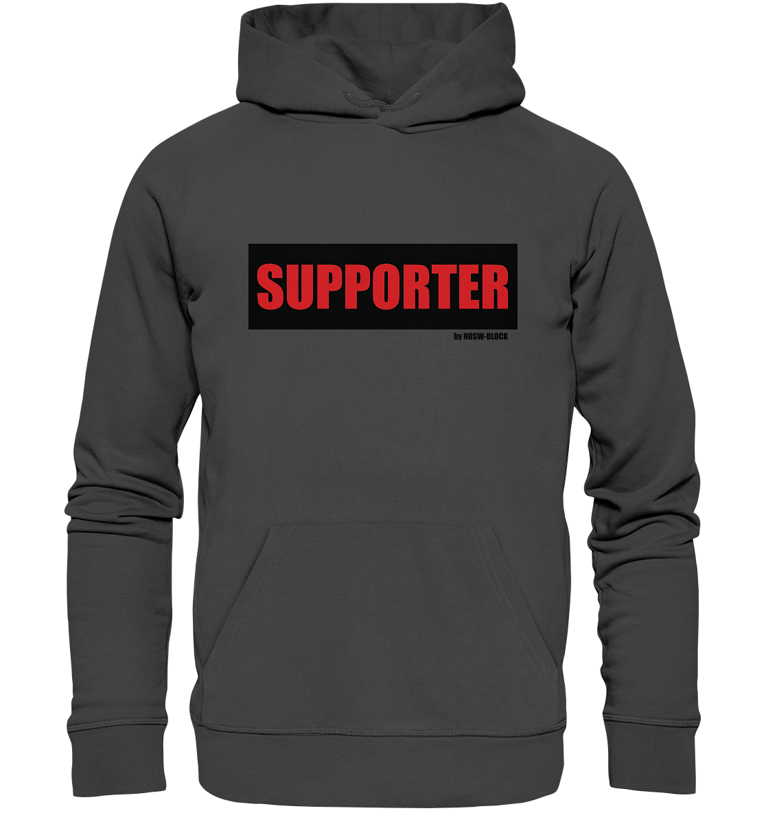 N.O.S.W. BLOCK Fanblock Hoodie "SUPPORTER" Männer Organic Kapuzenpullover anthrazit