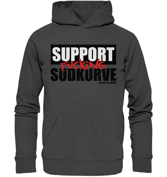 Fanblock Hoodie "SUPPORT FUCKING SÜDKURVE" Männer Organic Kapuzenpullover anthrazit