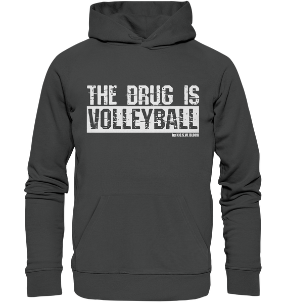 N.O.S.W. BLOCK Fanblock Hoodie "THE DRUG IS VOLLEYBALL" Männer Organic Kapuzenpullover anthrazit