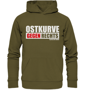 N.O.S.W. BLOCK Gegen Rechts Hoodie "OSTKURVE GEGEN RECHTS" Männer Organic Kapuzenpullover khaki