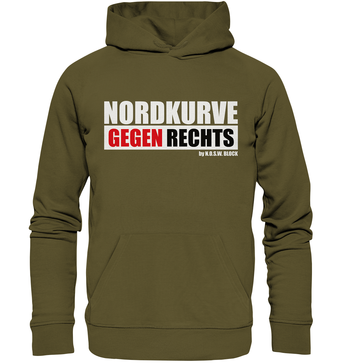 N.O.S.W. BLOCK Gegen Rechts Hoodie "NORDKURVE GEGEN RECHTS" Männer Organic Hoodie khaki