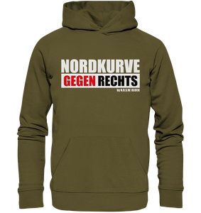 N.O.S.W. BLOCK Gegen Rechts Hoodie "NORDKURVE GEGEN RECHTS" Männer Organic Hoodie khaki