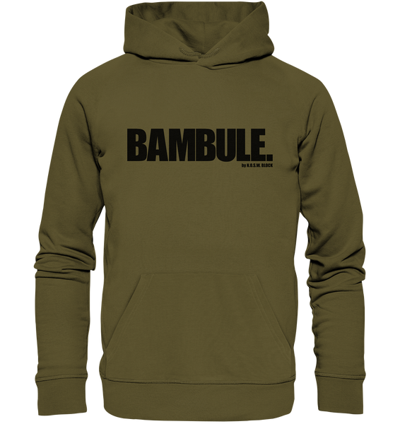 N.O.S.W. Block Fanblock Hoodie "BAMBULE." Organic Kapuzenpullover khaki