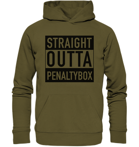 N.O.S.W. BLOCK Fanblock Hoodie "STRAIGHT OUTTA PENALTY BOX" Männer Organic Kapuzenpullover khaki