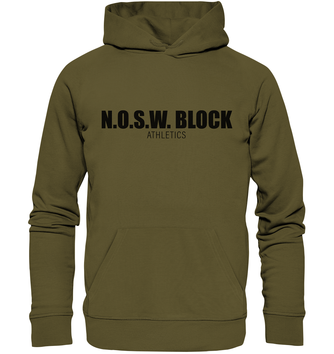 N.O.S.W. BLOCK Hoodie "N.O.S.W. BLOCK ATHLETICS" Männer Organic Kapuzenpullover khaki