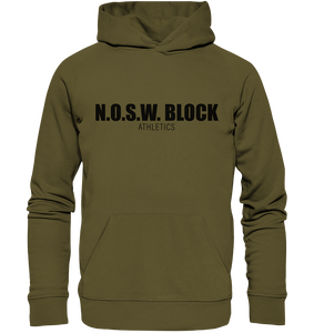 N.O.S.W. BLOCK Hoodie "N.O.S.W. BLOCK ATHLETICS" Männer Organic Kapuzenpullover khaki