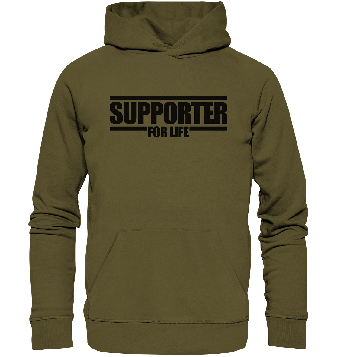 N.O.S.W. BLOCK Fanblock Hoodie "SUPPORTER FOR LIFE" Männer Organic Kapuzenpullover khaki