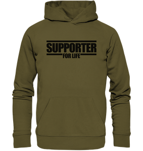 N.O.S.W. BLOCK Fanblock Hoodie "SUPPORTER FOR LIFE" Männer Organic Kapuzenpullover khaki