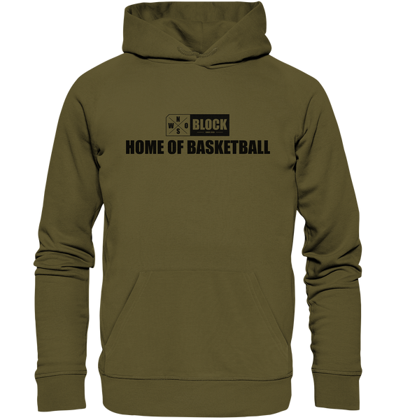 N.O.S.W. BLOCK Hoodie "HOME OF BASKETBALL" Männer Organic Kapuzenpullover khaki