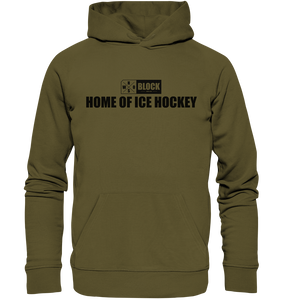 N.O.S.W. BLOCK Hoodie "HOME OF ICE HOCKEY" Männer Organic Kapuzenpullover khaki