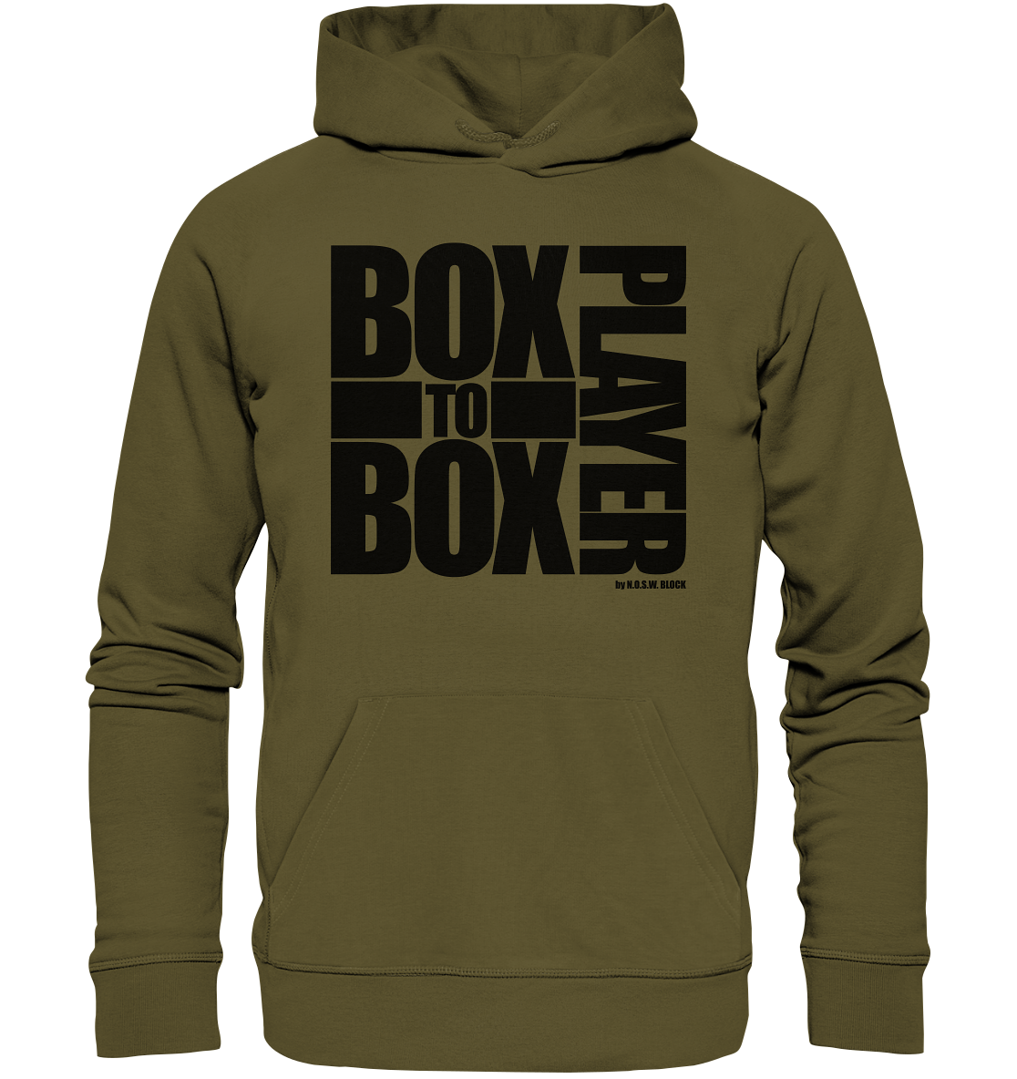 N.O.S.W. BLOCK Fanblock Hoodie "BOX TO BOX PLAYER" Männer Organic Hoodie khaki